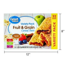 Great Value Fruit  Grain Cereal Bars, Variety Pack, 1.3 oz, 32 Count