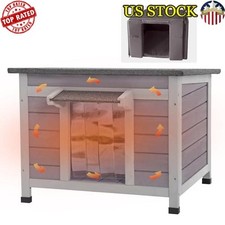 Outdoor Winter Cat House Weatherproof Feral Cat Shelter with Insulated Liner