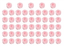 Mini Satin Ribbon Roses 5/8 Inch Pink 50 PCS Floral Embellishments Craft