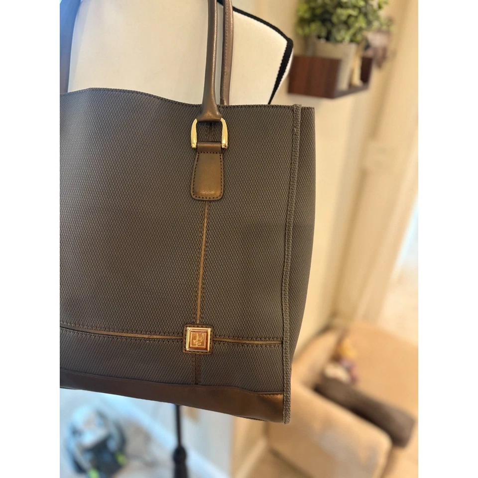 Diane Von Furstenberg LG Gray Canvas Leather Carry-On Weekender/Travel Bag - Image 2 of 4