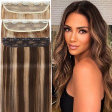 One Piece 100 Human Hair Extensions Russian Clip In Real Remy 3/4 Full Head 8A 