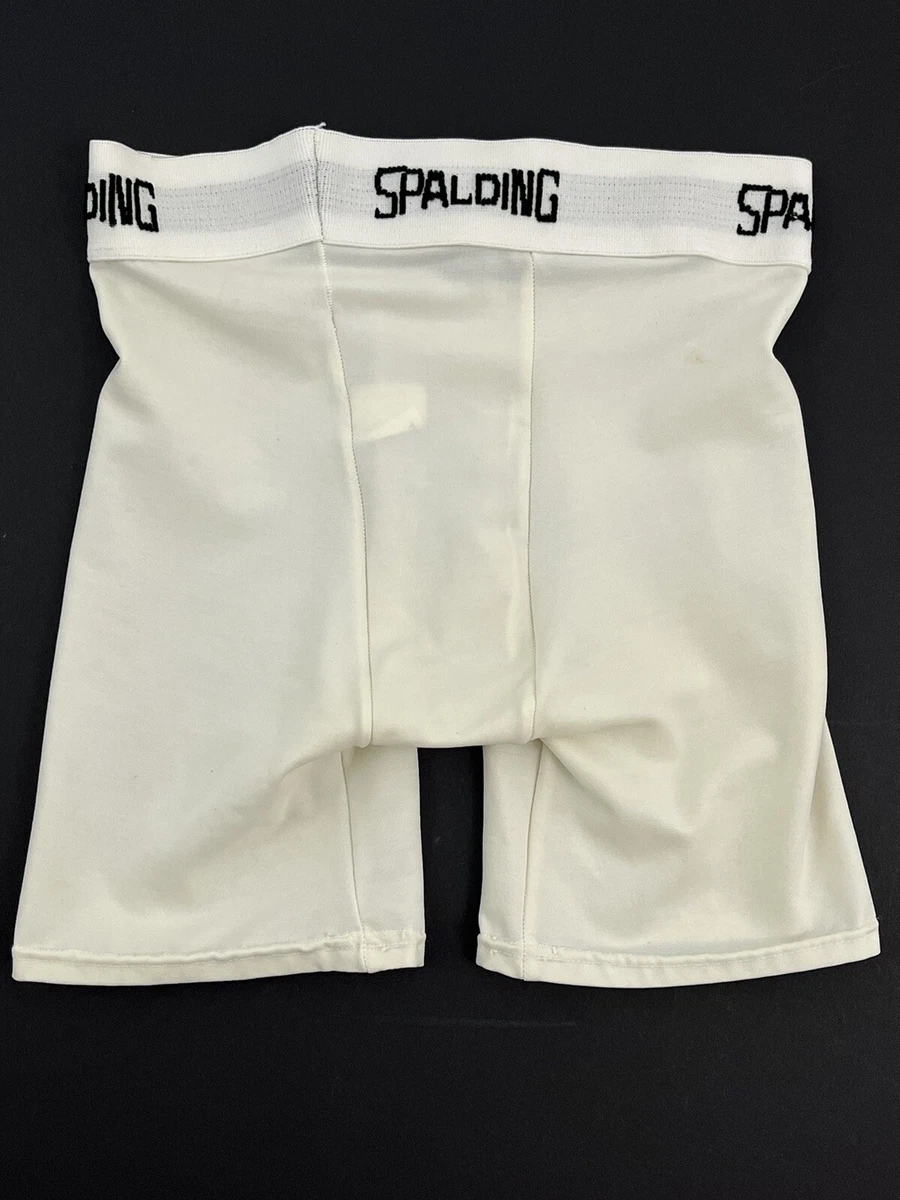 Vintage Men s S Spalding Compression Shorts Nylon Lycra White USA