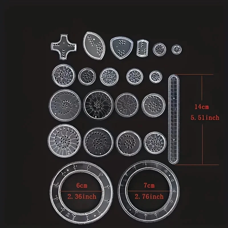 22pcs Spirograph Ruler Set Geometric Ruler Mathematical Roulette Drawing Tools - Image 4 of 4