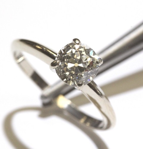 Anillo de compromiso solitario de diamantes redondos GIA 14k oro blanco 1,08ct VS1 J 2,1 g 7 - Imagen 9 de 11