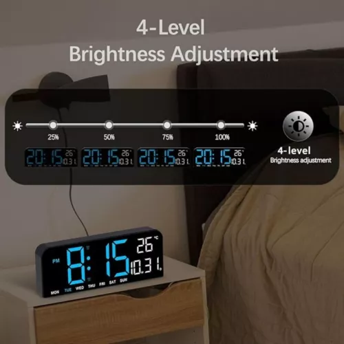 LED große digitale Wand Schreibtisch Uhr Fernbedienung Temperatur Datum Wochenanzeige - Bild 10 von 15