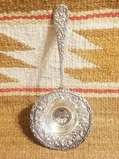 BEAUTIFUL PRISTINE BALTIMORE STERLING SILVER Co REPOUSSE TEA STRAINER Pre STIEFF