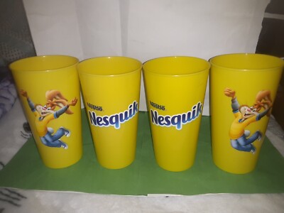 4 ) Vintage Nestle NESQUIK Bunny Rabbit Plastic cups Yellow Bee International
