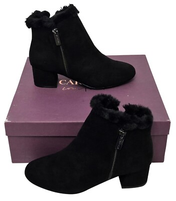 Carvela Tally Zip Up Black Block Heel Suede Boots Damen EU 37 UK 4