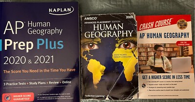 AP Human Geography Texts (3) AMSCO Human Geography, Crash Course, and Prep Plus