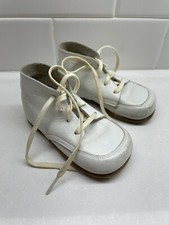Vintage 1960's White Leather Pied Piper Baby Shoes Trainer