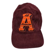 Old Navy Boys Stretchy Corduroy Hat Red Small Embroidered All American Logo