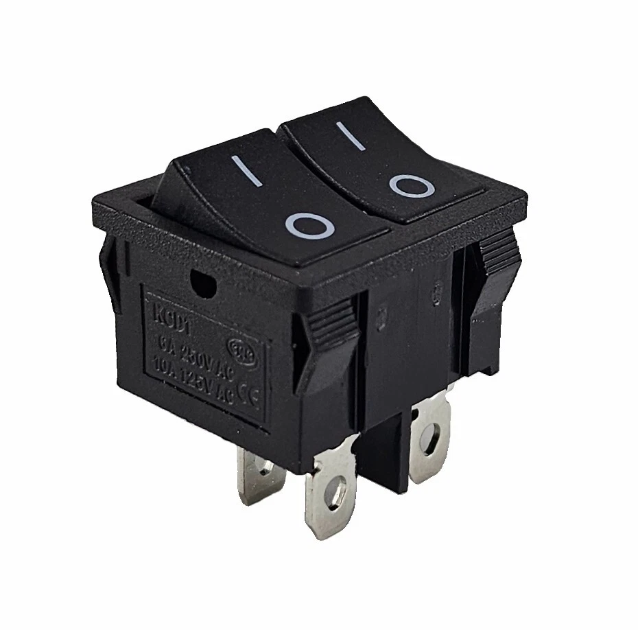 Movilideas Doppel-Wippschalter, quadratisch, Rot, SPST, 6 Anschlüsse, mit Licht, 16 V, 250 VAC, UL VDE 2 Stück