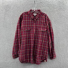 Carhartt Shirt Mens 2XL Red Plaid Long Sleeve Button Down Workwear