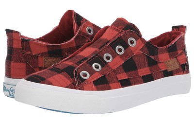 buffalo plaid slip ons