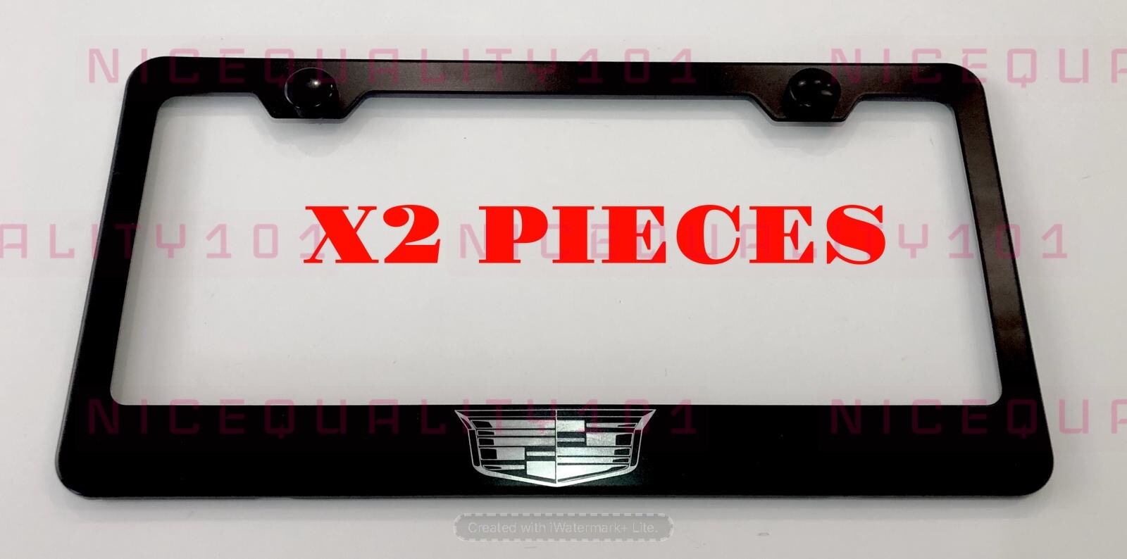 X2 Cadillac Laser Engraved Etched Stainless Steel License Plate Frame Holder