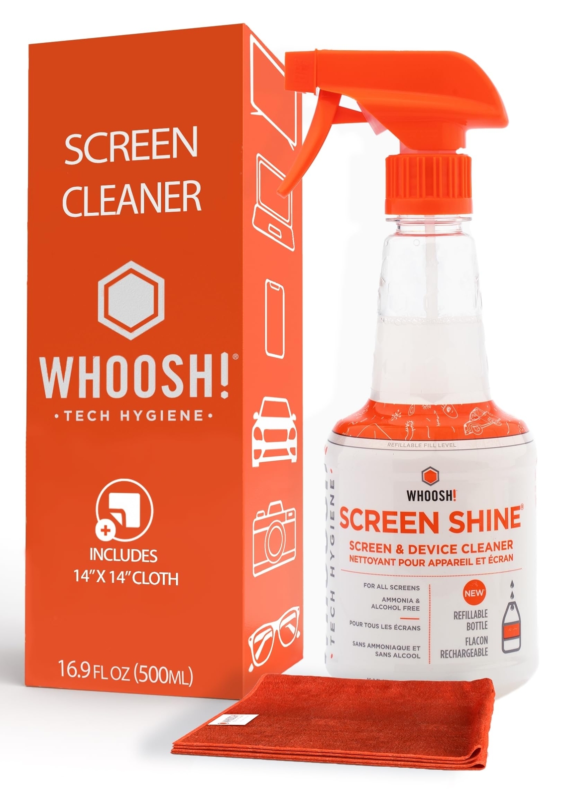 WHOOSH Screen Cleaner Kit 16.9 Oz Best For Smartphones IPads Eyeglasses Cleaner