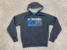 MCKENZIE Mens Graphic Hoodie Medium Grey Cotton Pullover Pit-pit 21"