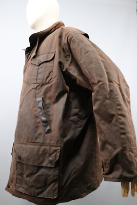 BARBOUR Bushman Vintag Used Brown Wax Cotton/Leather Mens Jacket