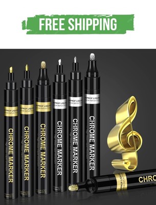 6Pcs Oil-Based Chrome Mirror Markers - Silver & Gold Permanent Metallic Markers