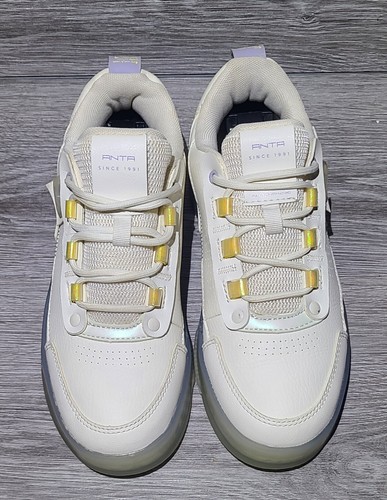 Size 7.5 Anta Jelly Low Women's Ivory Sneakers Crystal Bottoms  - Picture 3 of 13