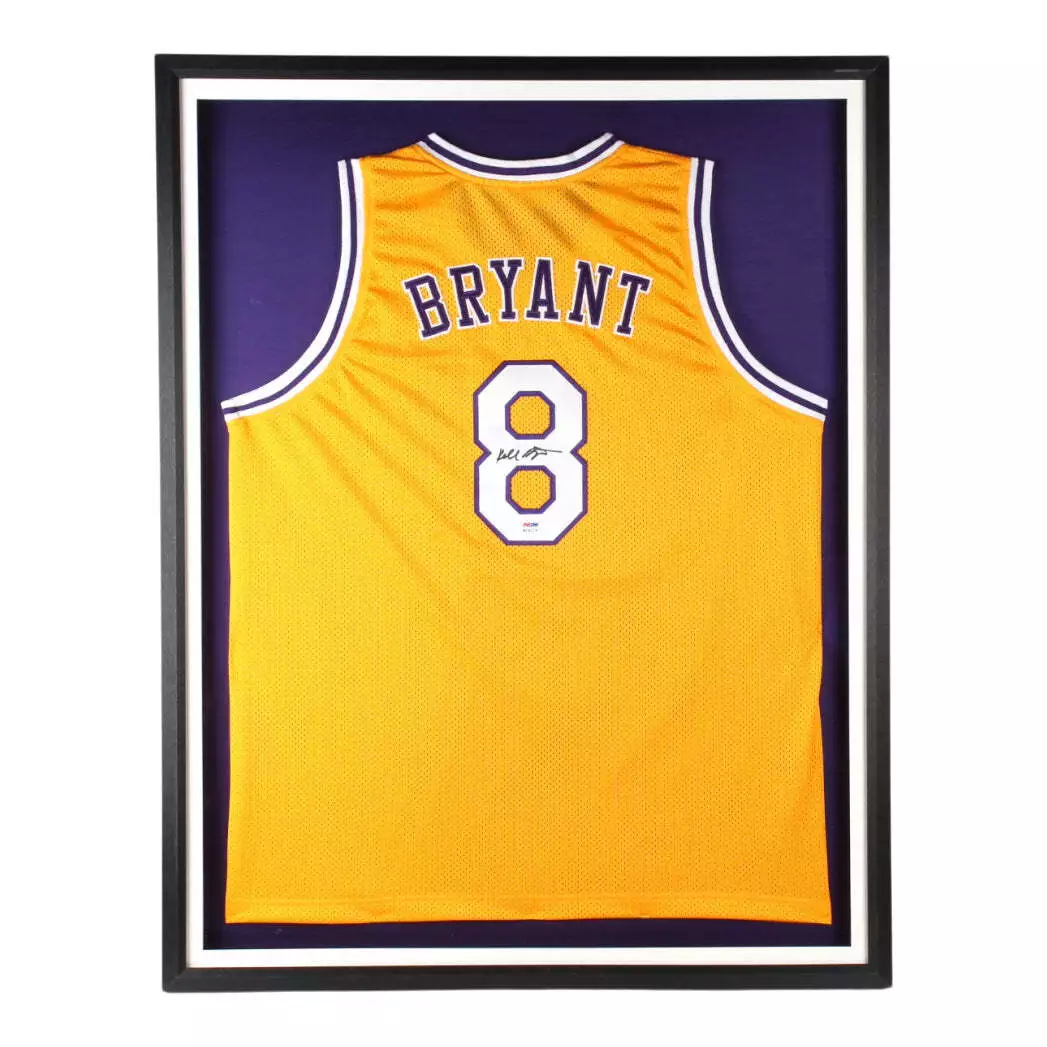 Kobe Bryant Custom Framed Jersey Display with Large Pewter Lakers