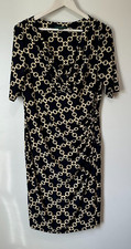 Lauren Ralph Lauren dress Navy/golden chain print fitted halfsleeve women sz. 14