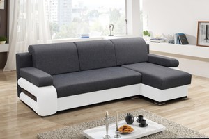 Ecksofa Mit Schlaffunktion Und Bettkasten Couch Sofa Grau Weiss Luka Ebay