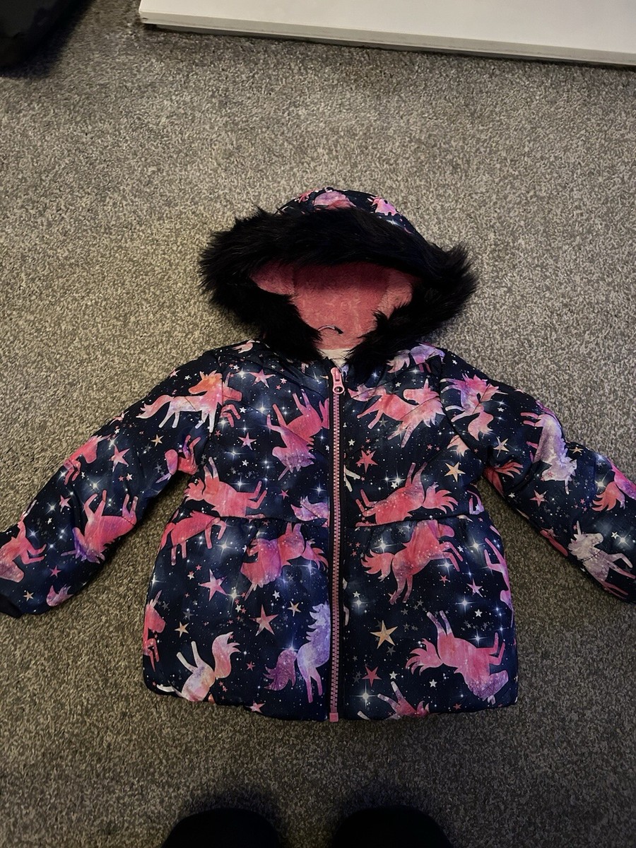 Kids Girls TU 9-12 Months Winter Padded Unicorn Coat With Fur Hood