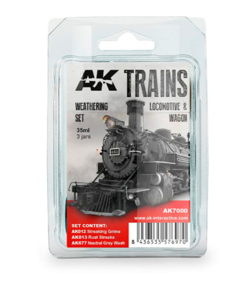 AK Interactive 7000 Trains: Locomotive & Rollingstock Weathering Enamel Paint Se