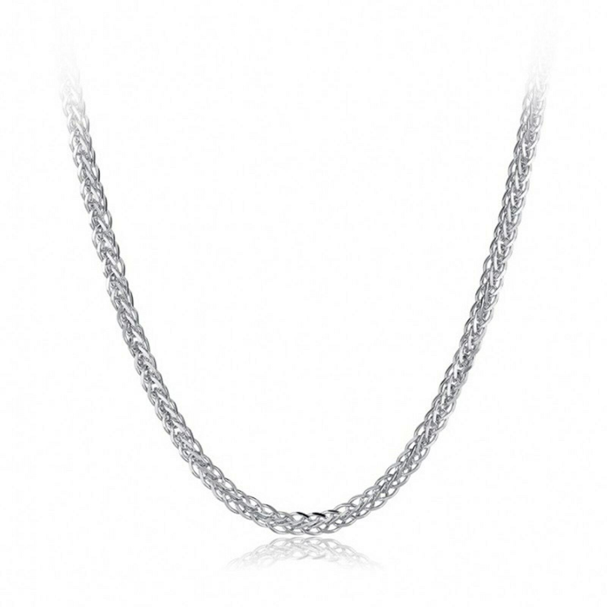 Real Pure S999 Fine Silver Chain Men Women Gift Wheat Necklace