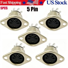5 Pin DIN Female Panel Mount Solder Connector 5 Pack Audio Jack Socket