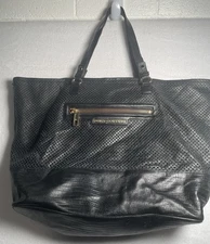 RARE Juicy Couture Leather Tote XL Vtg Y2K Black EUC
