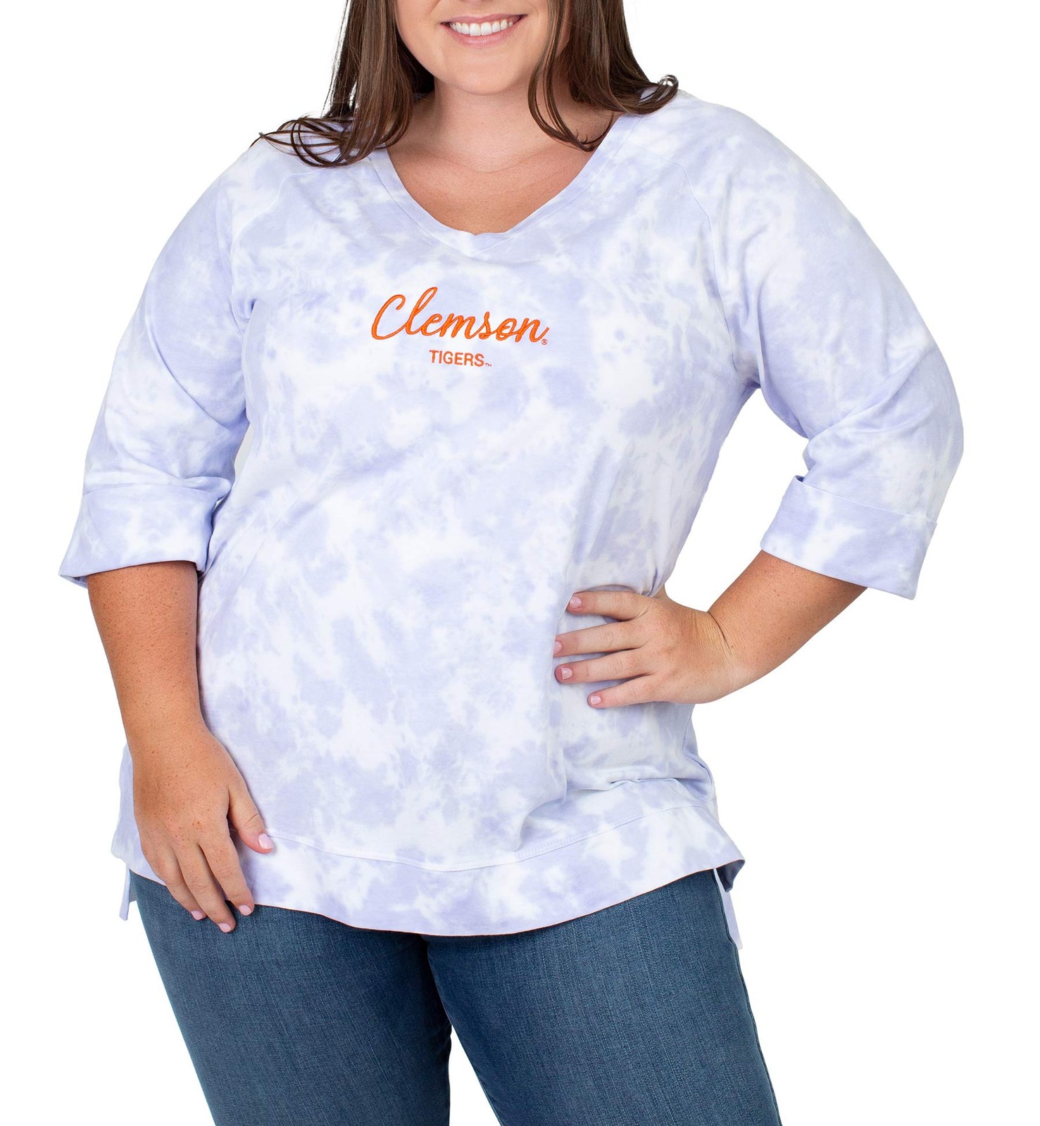 UG Apparel NCAA Clemson Tigers, женский топ с завязками, ФИОЛЕТОВЫЙ, Крупный фиолетовый