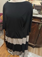 Chaps Ralph Lauren Dress 16W Black Tan Colorblock Stretch Short Sleeve 38”