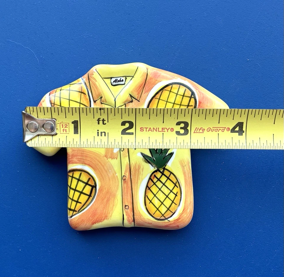 Mosaic Focal Ceramic Tile ALOHA SHIRT with Pineapples Mixed Media Assemblage Art - Image 3 of 4