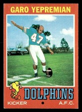 Garo Yepremian 1971 Topps Rookie Card #121 Miami Dolphins. rookie card picture
