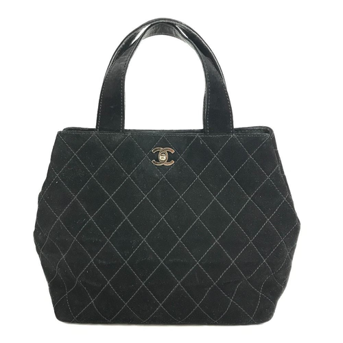 CHANEL CC Coco Mark Stitch Matelassé Quilted Tote Bag Handbag Suede Black Auth - Picture 2 of 10