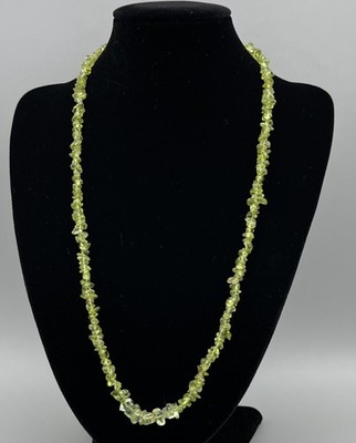 Vintage Peridot Chip Halskette 80er August Geburtsstein grüner Edelstein 52 cm