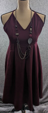 Elia Cher Dress Womans Burgundy Spaghetti Strap Cross Back With Zipper Detail