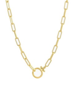 Authentic gorjana - Parker Necklace 18" - 18k Gold Plated - Adjustable Paperclip Link C...