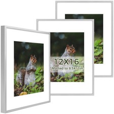 Golden State Art 12x16 Picture Frame 3 Pack - Aluminum Frames with 8.5x11 Remova