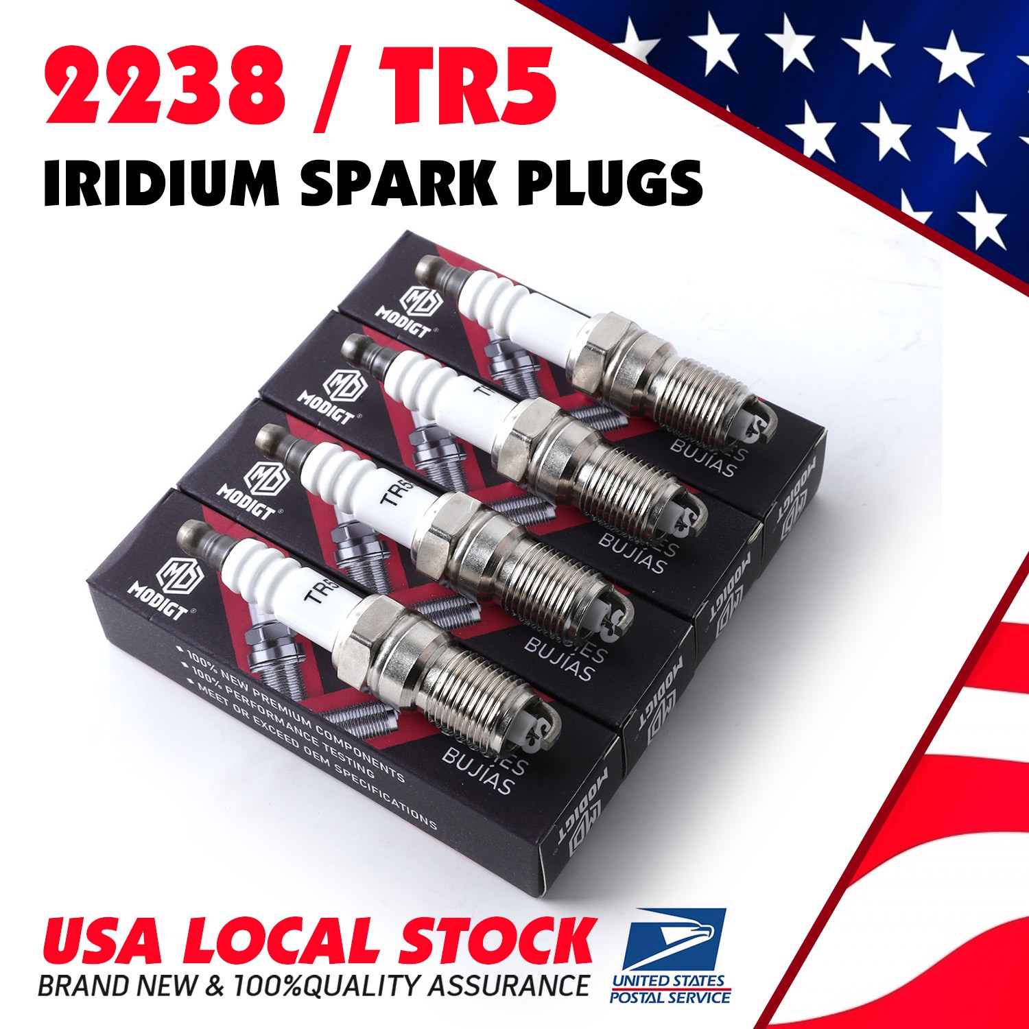 Set of 8pcs Fit NGK 2238 / TR5 Resistor Spark Plugs Fit For Ford Buick GMC Mazda