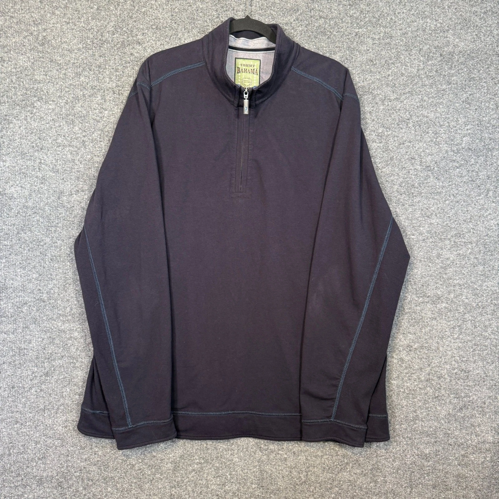 Tommy Bahama Ben & Terry Half Zip Sweatshirt Mens 2XL XXL Blue 1/4 Zip Pullover