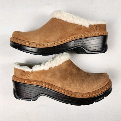 Klogs Munich Clog Womens 6 Suede Faux-Shearling Slip-Resistant Rocker-Bottom