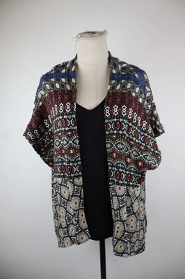 DESIGUAL Damen Bluse T-Shirt Kurzarm Vintage Halbtransparent Geometrisch M - Bild 1 von 4