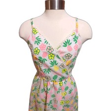 Vintage Sundress The Vested Gentress Pineapples Flowers 1970s Cottagecore Size 4