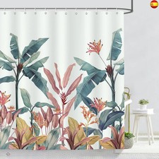 Bonhause Cortina de Ducha Hojas de Plátano Planta Tropical Verde 180 x 200 cm