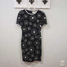 A.J. Bari Black Beaded Cocktail Dress Floral Formal Party 6