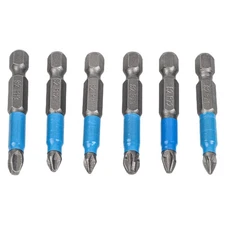 Non Slip and Magnetic 6 Piece Screwdriver Bit Set PH and PZ Types 50mm Long