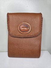 Dooney Bourke Vintage All Weather Leather Crossbody Clutch Pebbled Duck Logo